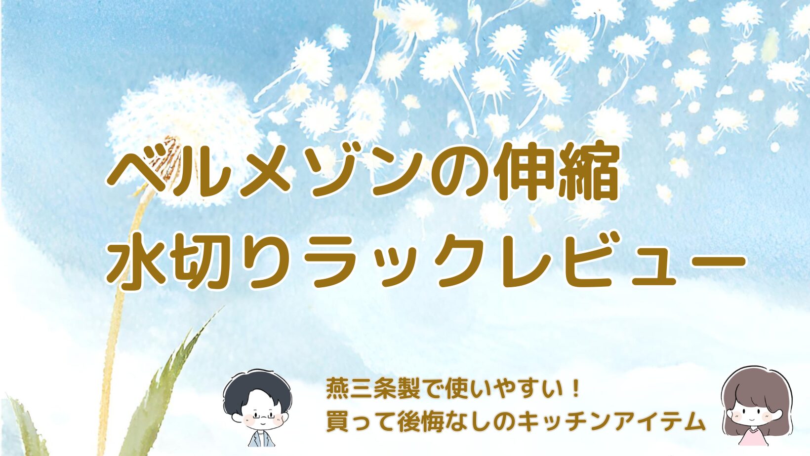 ベルメゾンの燕三条製ステンレス伸縮水切りラックをレビューした記事のアイキャッチ画像