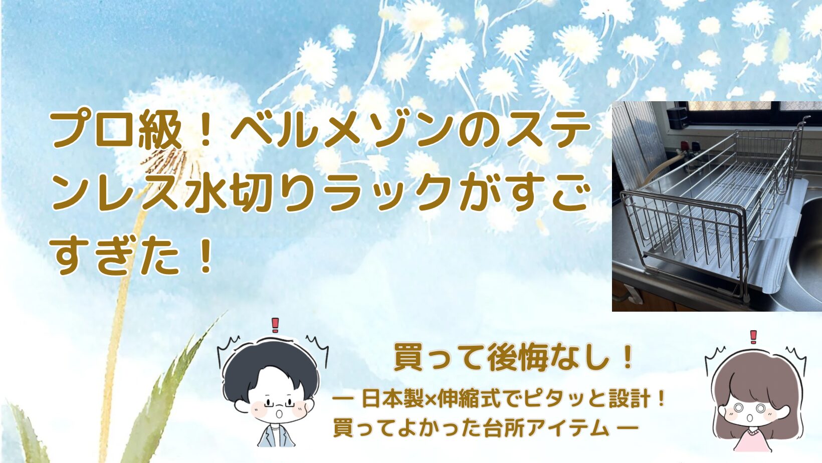 ベルメゾン 燕三条製ステンレス水切りラック記事のアイキャッチ画像