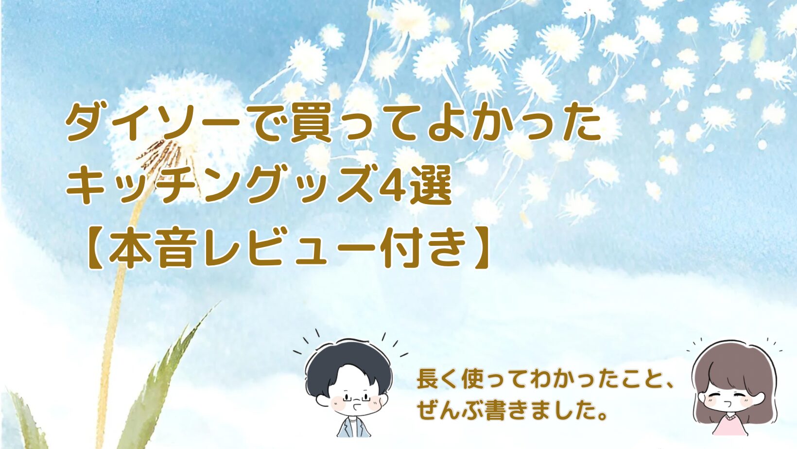【本音レビュー】ダイソーのおすすめキッチン便利グッズ4選｜ずっと使ってる愛用品記事のアイキャッチ画像