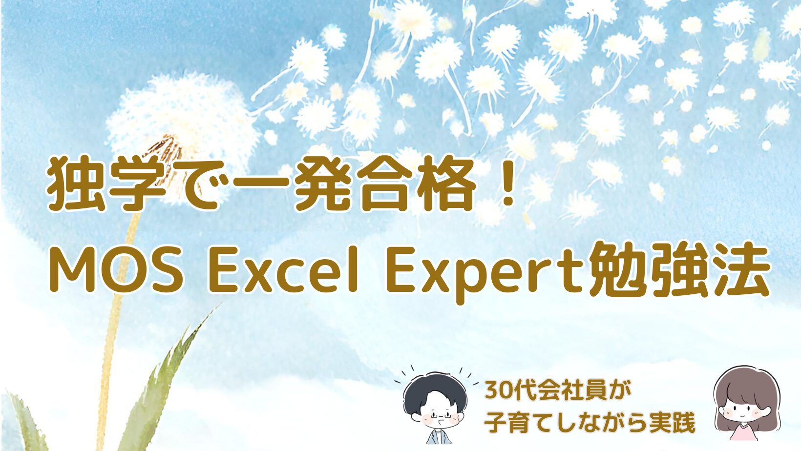 30代会社員が独学でMOS Excel Expertに一発合格した勉強法をまとめた記事のアイキャッチ画像。