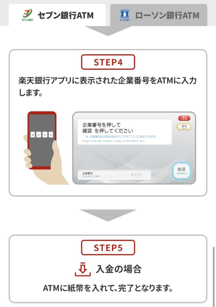 楽天銀行スマホATMの利用手順STEP4・STEP5